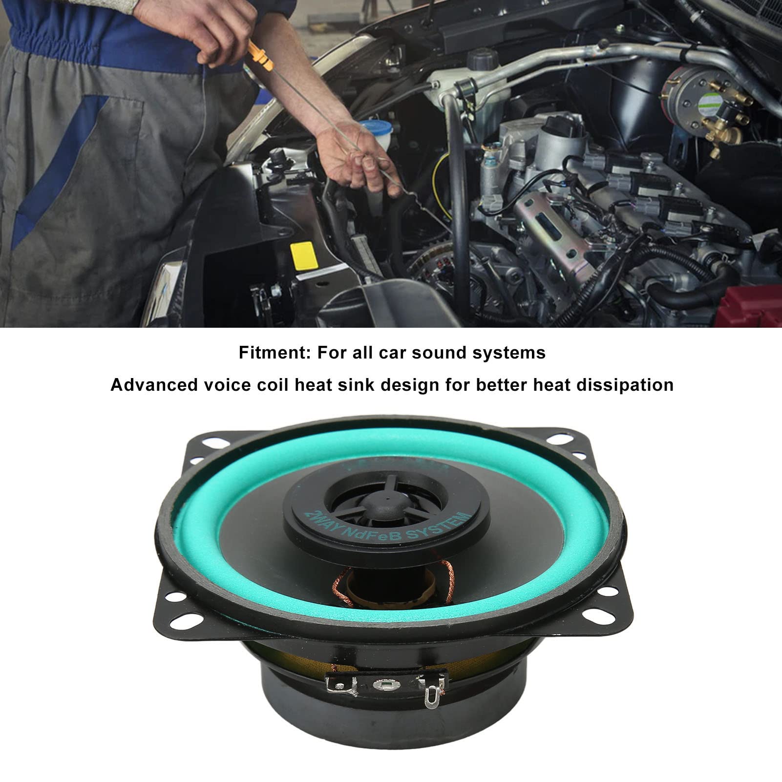 100W 4 Inch Car Speakers - High Fidelity Coaxial Loudspeaker, Durable & Wear Resistant for Enhanced Car Audio Systems - Perfect for Sedans, SUVs, and Trucks