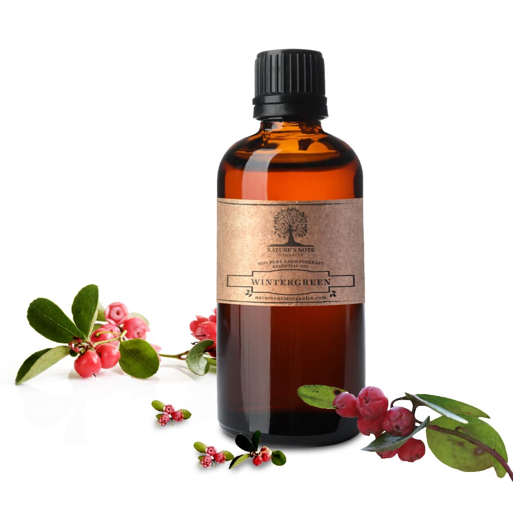 100% Pure Wintergreen Essential Oil - Natural Aromatherapy Grade for Diffusers & Massage - 4 Fl Oz by Nature's Note Organics - Perfect for Relaxation, Pain Relief & DIY Skincare