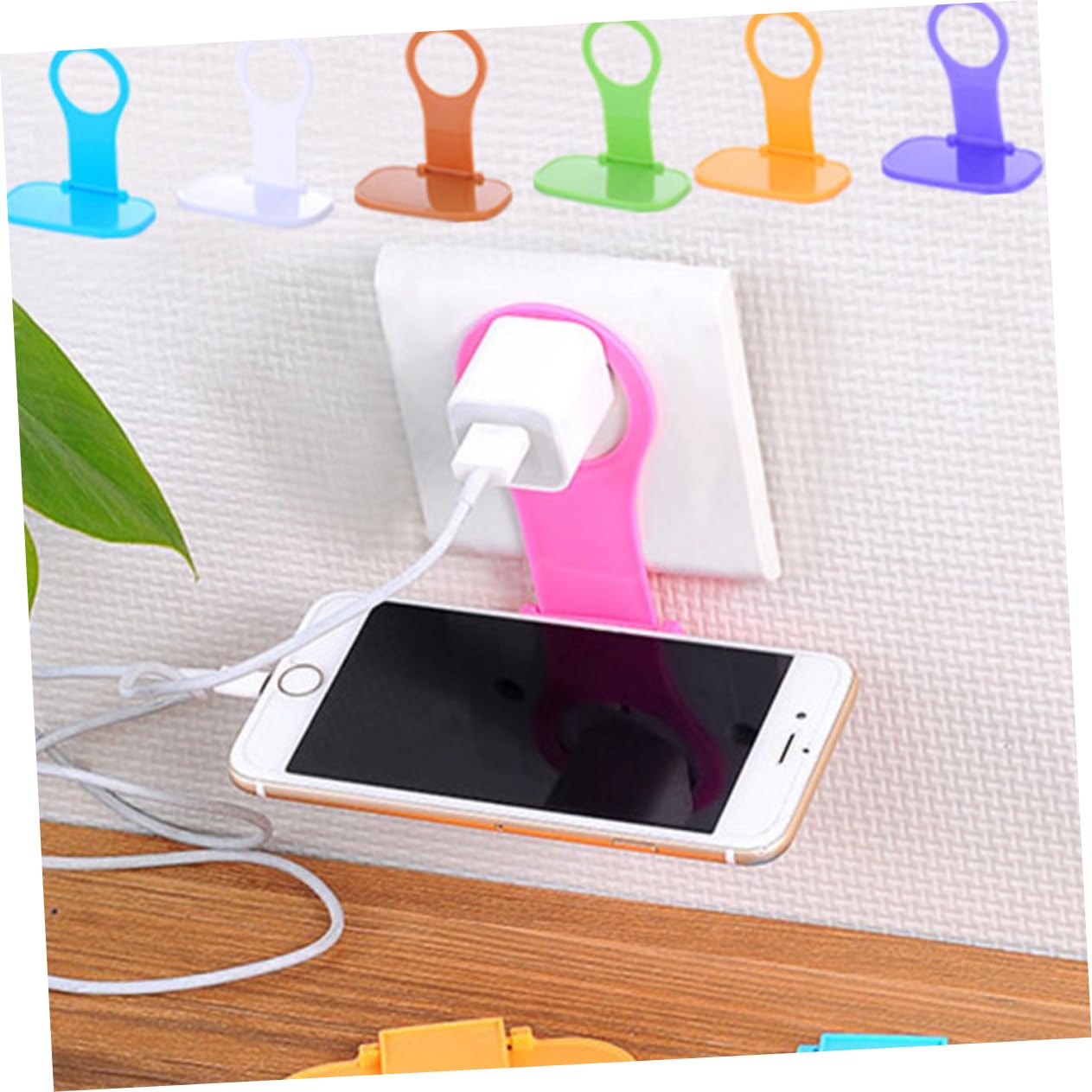 8-Pack Homoyoyo Wall Mount Phone Holder - Adjustable Foldable Phone Stand for iPhone, Samsung, Galaxy - Perfect for Kitchen, Bathroom, Bedroom & Office Organization