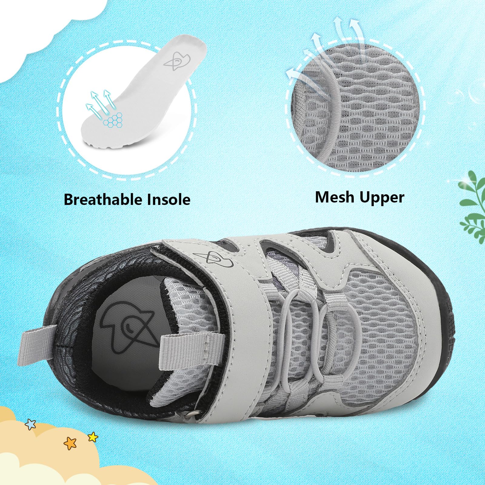 LeIsfIt Baby Walking Shoes for Boys & Girls - Non-Slip First Walkers, Breathable Toddler Sneakers, Soft Sole Infant Crib Shoes - Perfect for First Steps, Indoor Play & Outdoor Adventures