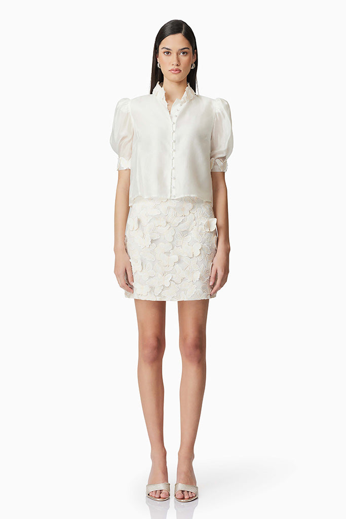ELLIATT Scarlett Top - Ivory Women's Blouse | Elegant Casual & Party Wear for Date Nights & Office Outfits