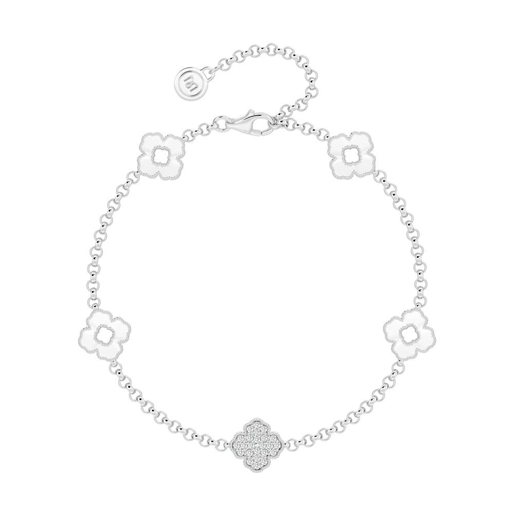 Clover Lucky Bloom Lab-Grown Diamond Bracelet for Women - 14K Gold Plated Charm Bracelet for Good Luck & Elegance - Perfect for Gifts, Anniversaries & Special Occasions