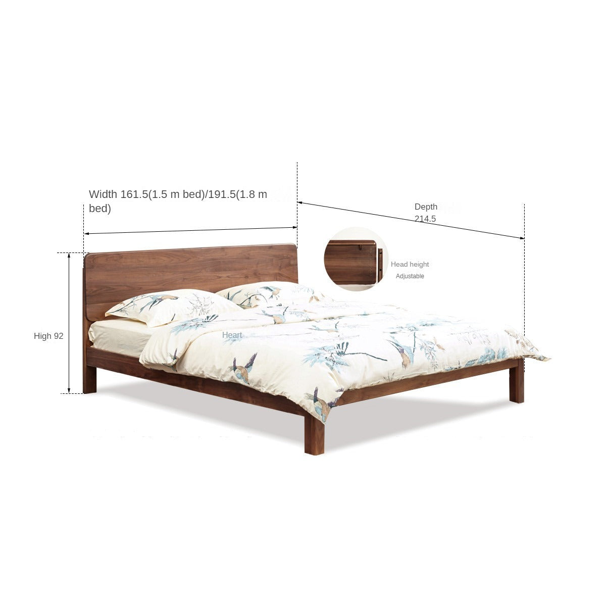 Premium Black Walnut Solid Wood Bed Frame - Queen Size, Handcrafted Hardwood Bed with Sturdy Support - Perfect for Master Bedroom, Guest Room & Farmhouse Decor