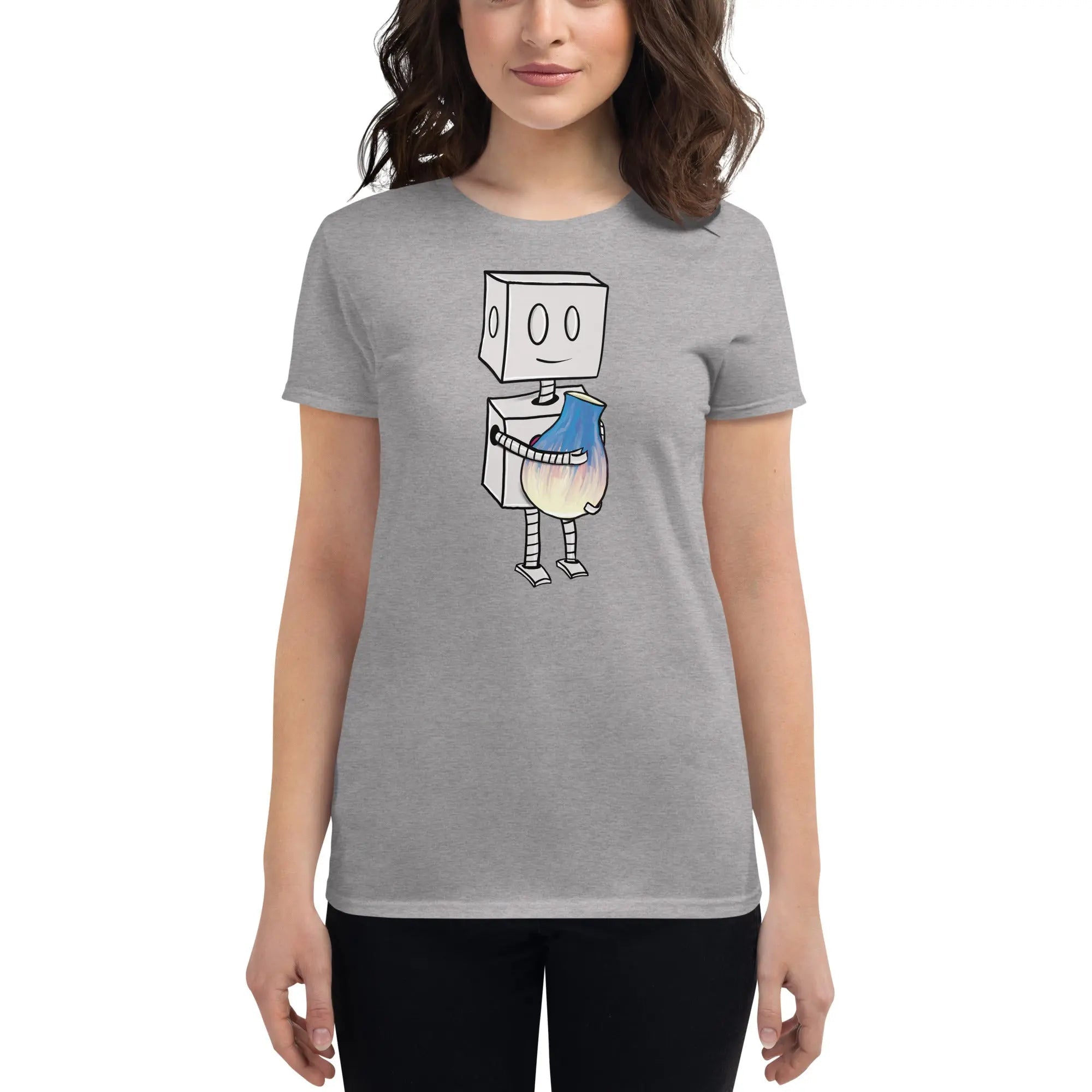 Adorable Robot Ladies Premium T-Shirt (Robot & Pottery Design) - Perfect for Casual Wear, Cosplay & Anime Fan Gifts