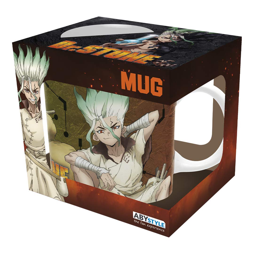 ABYSTYLE Dr. Stone Anime Ceramic Mug 11oz - Senku & Tsukasa Character Coffee Tea Cup - Dishwasher & Microwave Safe - Perfect for Anime Fans, Home Kitchen Use, Office Drinkware & Manga Lover Gifts