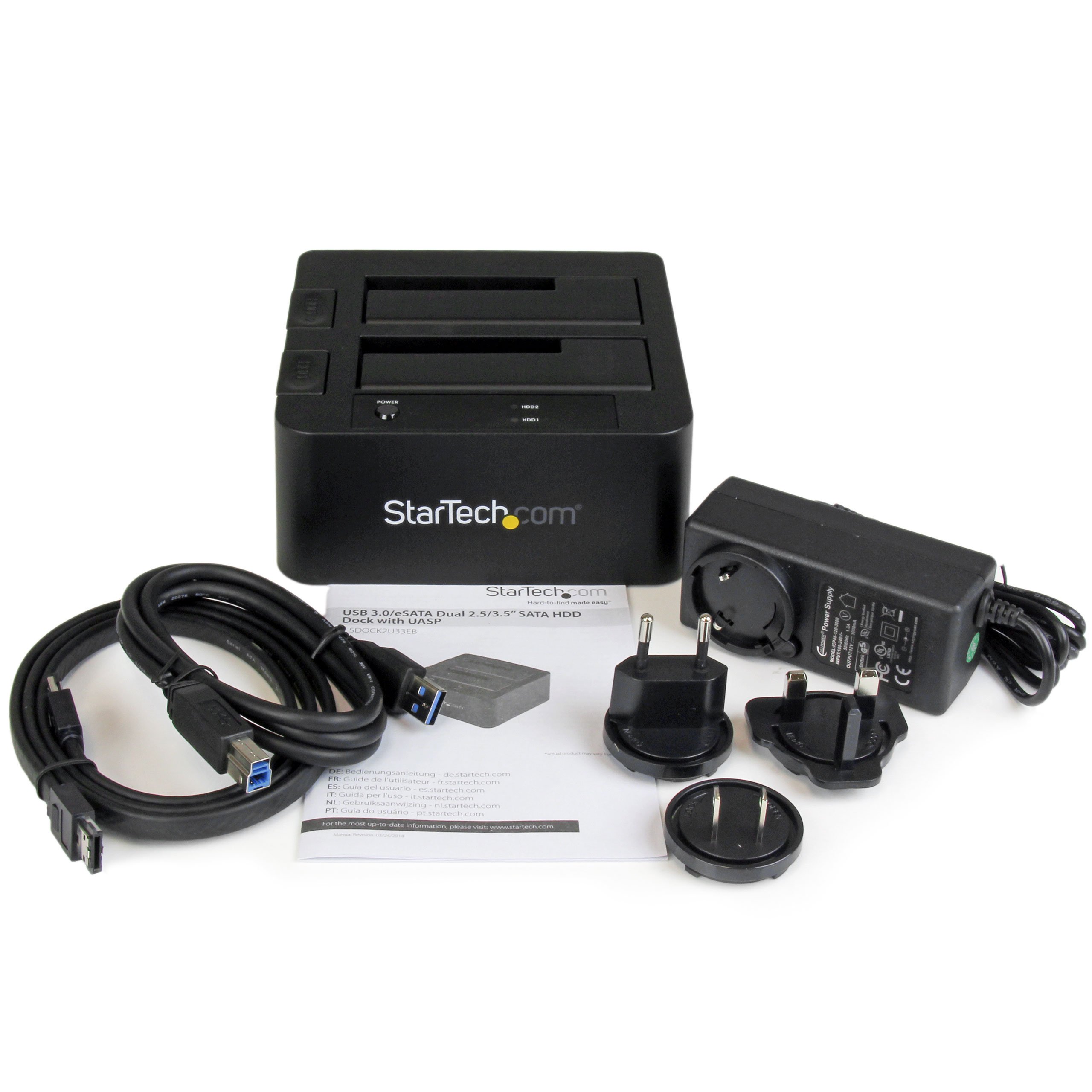 StarTech.com Dual-Bay USB 3.0 & eSATA to SATA Hard Drive Docking Station for 2.5/3.5