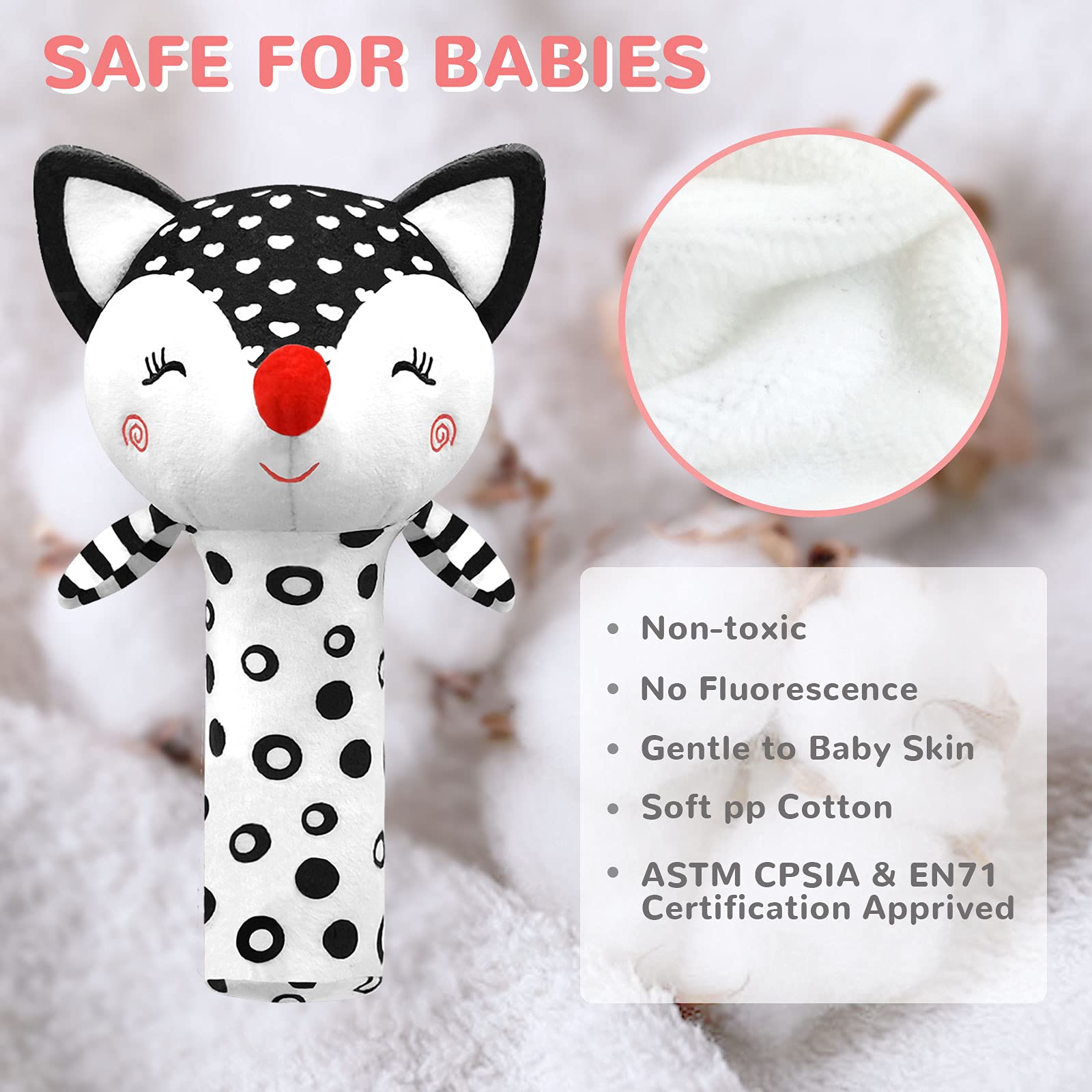 Best Baby Rattles for 0-6 Months - High Contrast Black & White Newborn Toys for Infant Development - Perfect Sensory Toys for Boys & Girls 0-12 Months - Ideal for Tummy Time, Visual Stimulation & Early Learning