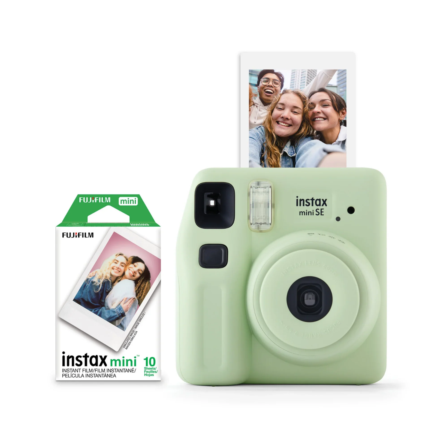 Fujifilm Instax Mini SE Instant Camera Green + 10 Films - Perfect for Parties, Travel & Memorable Moments