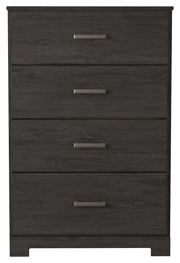 Belachime Charcoal 4-Drawer Chest - Stylish Storage Solution for Bedroom, Living Room & Office Organization