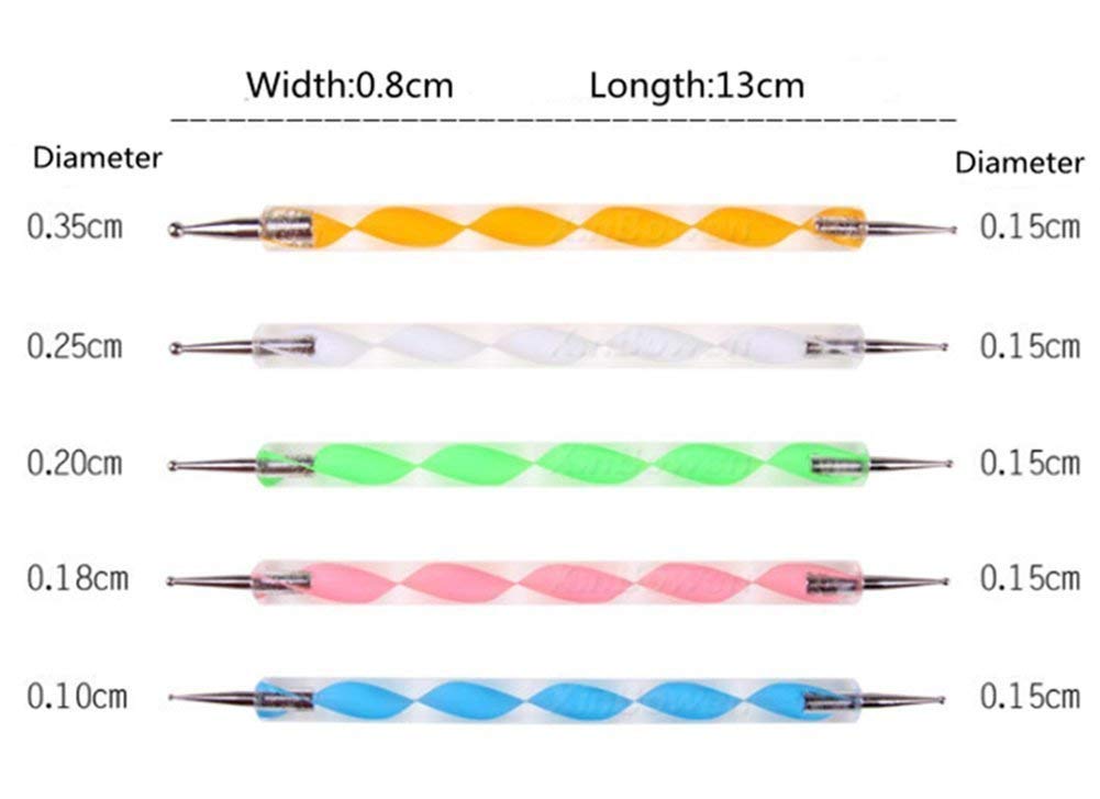 Bunny Nail Art Dotting Tools Set of 5 - Professional Nail Design Stamping & Dot Painting Kit for Marble & Shiny Resistant Nail Art - Perfect for DIY Manicure & Salon Use