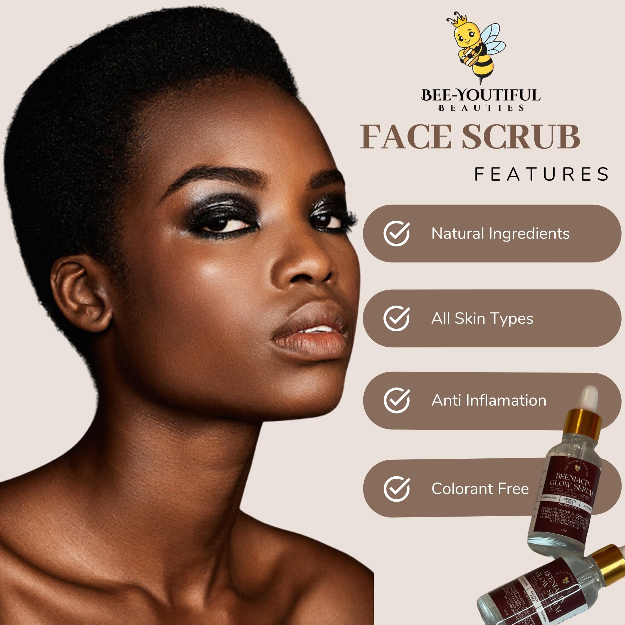 Beeniacin Glow Serum - Hydrating & Brightening Facial Moisturizer for All Skin Types | 0.5 oz | Achieve Radiant Skin for Day & Night Use