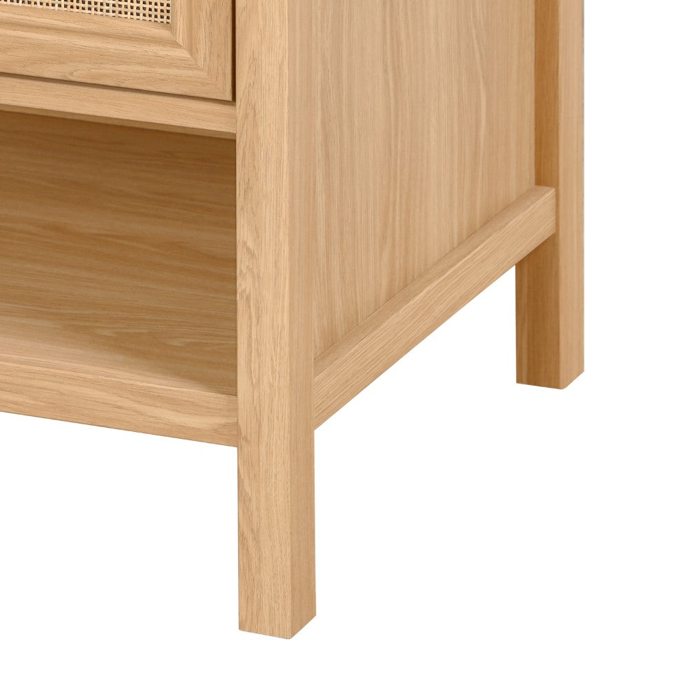 Modern Coastal 2-Shelf Bathroom Vanity Cabinet in Jasper Rattan - Freestanding Storage for Beach House or Bathroom Decor (Sink Not Included) - Perfect for Coastal, Farmhouse or Boho Style Bathrooms