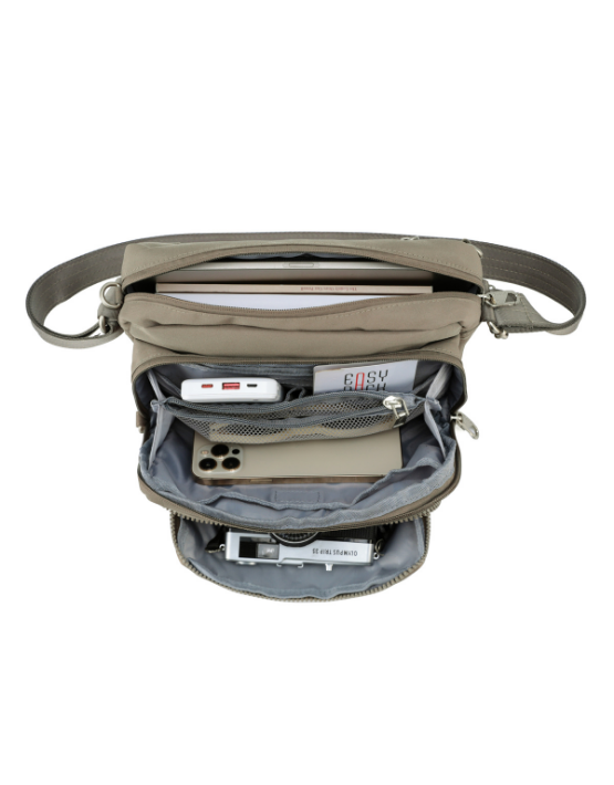 TOSCA TCA981 Anti-Theft Crossbody Bag for Women - Secure & Stylish Taupe Side Bag for Travel, Commuting & Daily Use