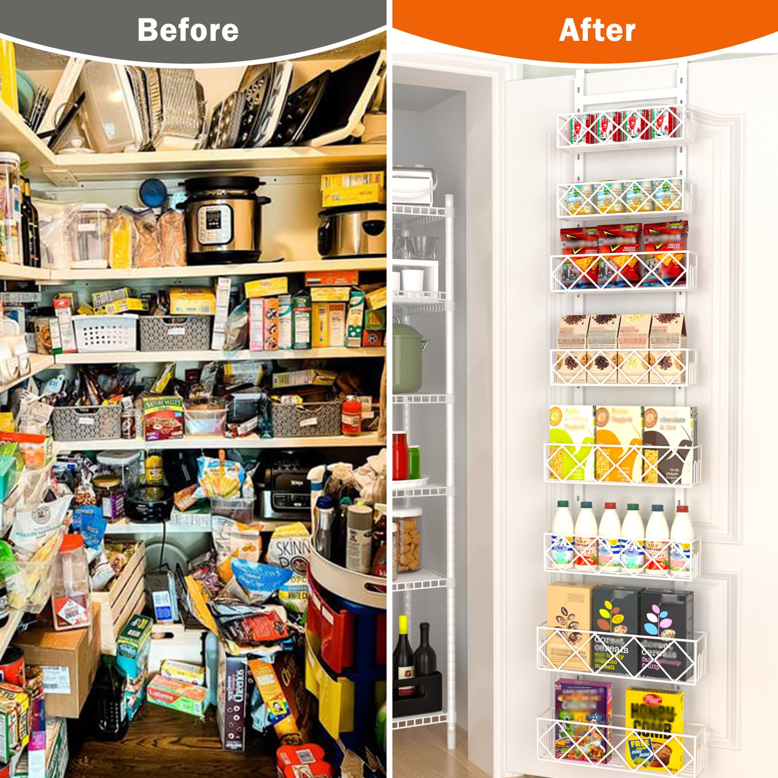 8-Tier Over the Door Pantry Organizer - Adjustable Hanging Spice Rack, 13.78