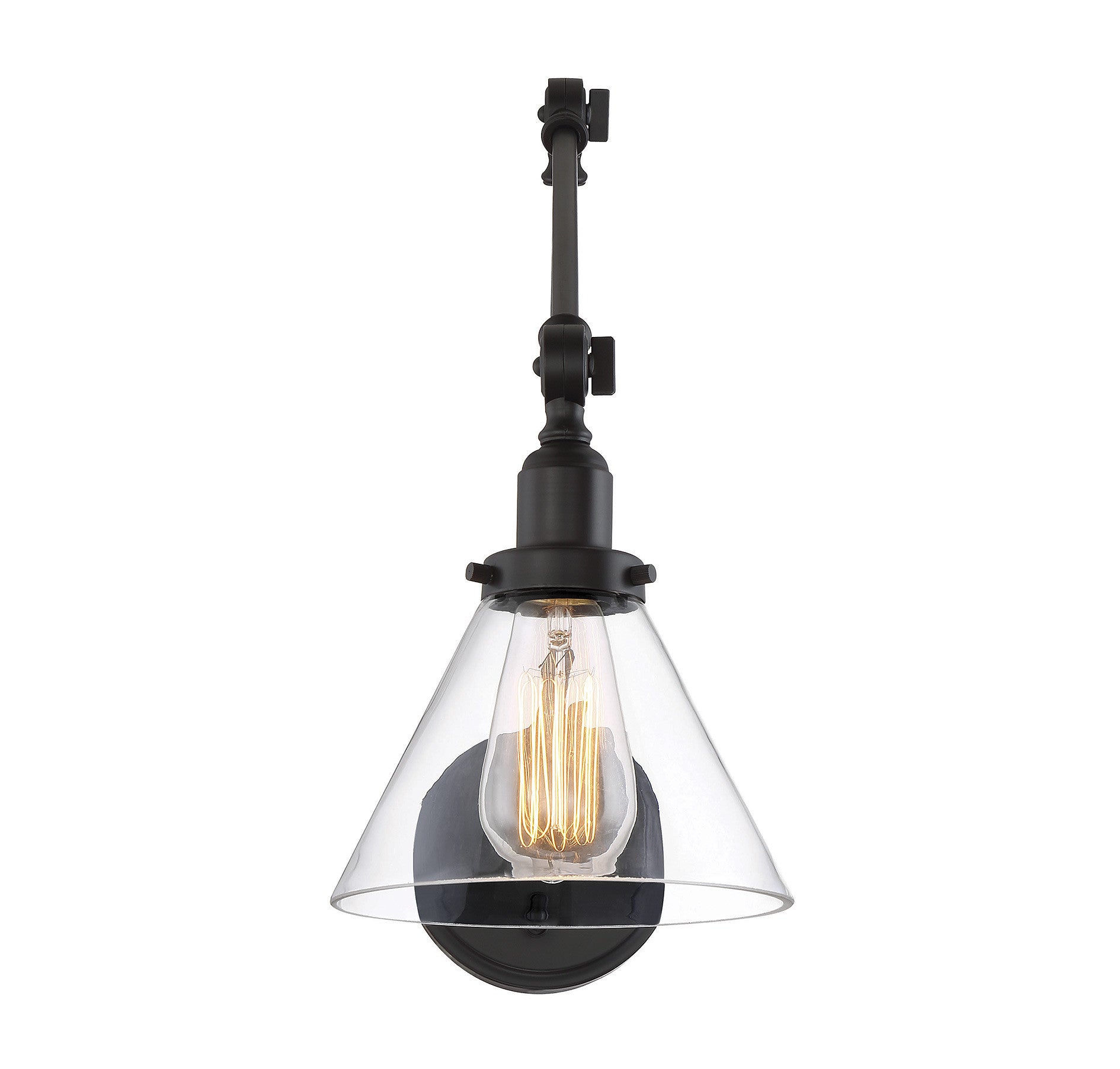 Drake Swing Arm Wall Sconce Light - Adjustable Modern Wall Lamp for Bedroom, Living Room & Office - Black Finish with Matte Texture