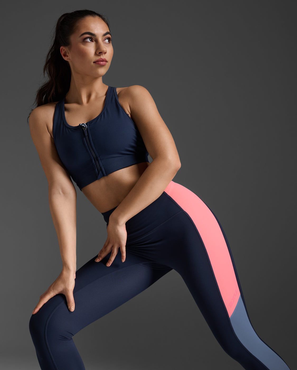 Form Spliced High Rise Compression Tight - Midnight & Pink - Perfect for Yoga, Running & Gym Workouts