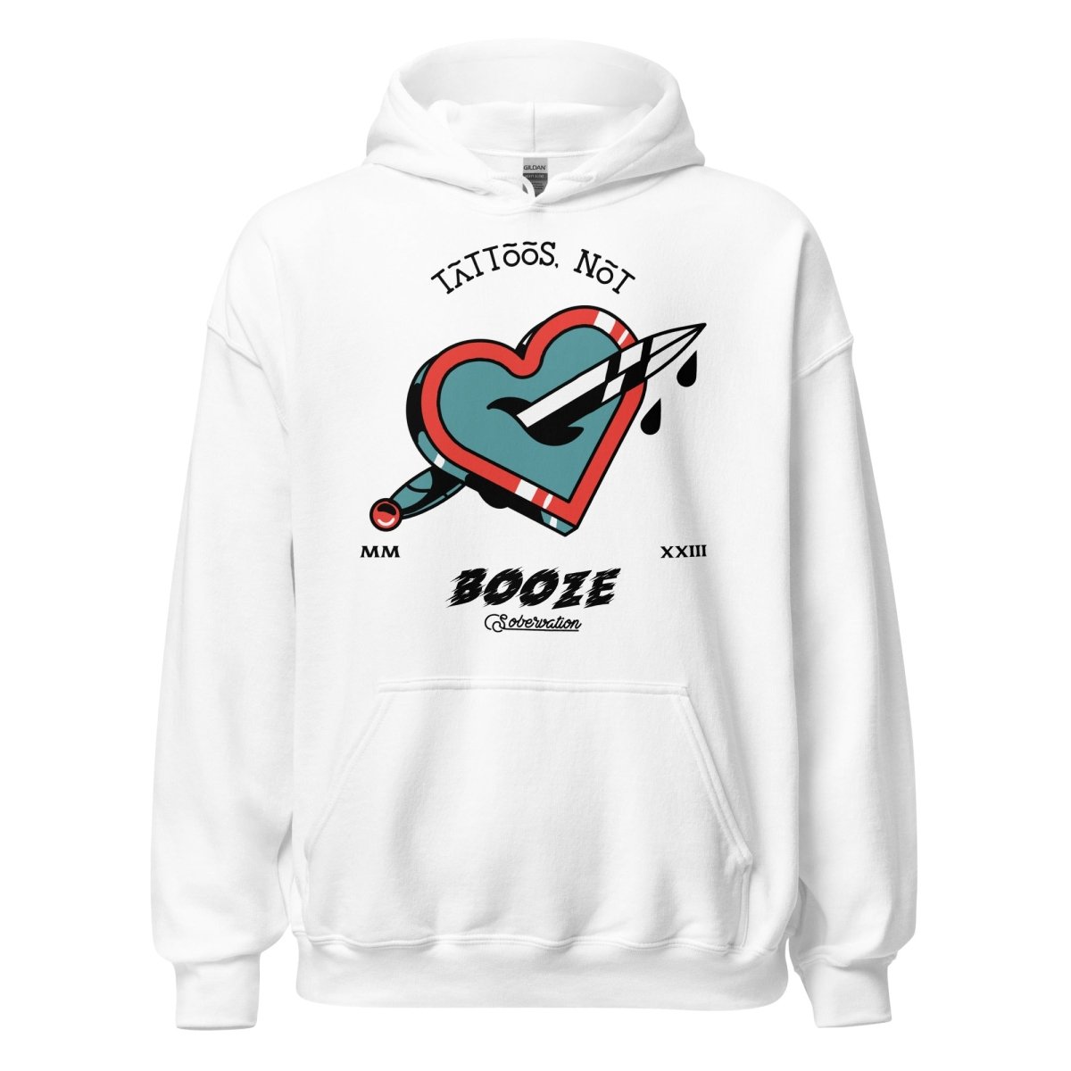 Tattoos Not Booze Unisex Hoodie - Trendy Graphic Pullover for Men & Women - Perfect for Casual Wear, Street Style & Everyday Comfort