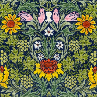 William Morris Sunflower Cross Stitch Kit - Premium Embroidery Kit for Beginners & Experts | DIY Home Decor, Wall Art, Gift Idea