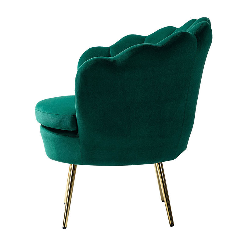 Evelia Velvet Scalloped Barrel Chair - Luxurious Velvet Accent Chair with Curved Back for Living Room, Bedroom & Office - Perfect for Reading Nook, Lounge Area or Home Decor