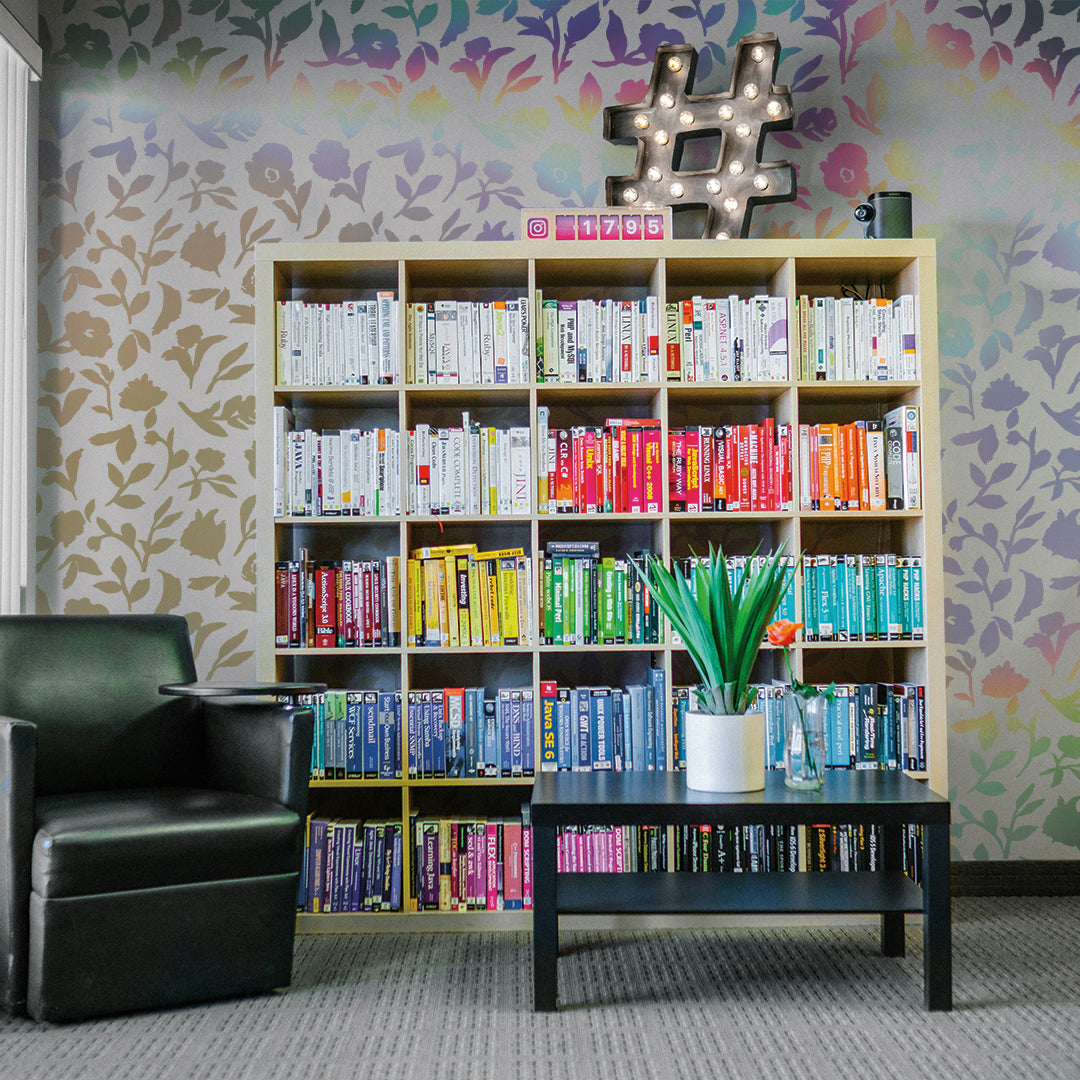 Holla Graphic Floral Holographic Peel and Stick Wallpaper - Self-Adhesive Removable Wallpaper for Bedroom, Living Room, Kitchen Decor by She She