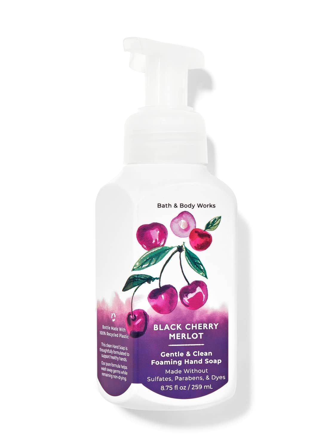 QURA Black Cherry Merlot Gentle & Clean Foaming Hand Soap 8.75oz - Moisturizing Liquid Hand Wash for Kitchen, Bathroom & Office - Refillable Pump Bottle