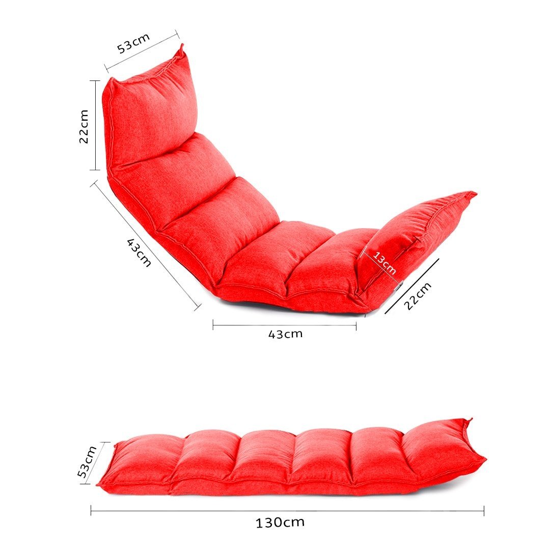 2X Foldable Tatami Floor Sofa Bed - Meditation Lounge Chair & Recliner Lazy Couch (Red) - Perfect for Yoga, Reading, and Relaxing in Small Spaces