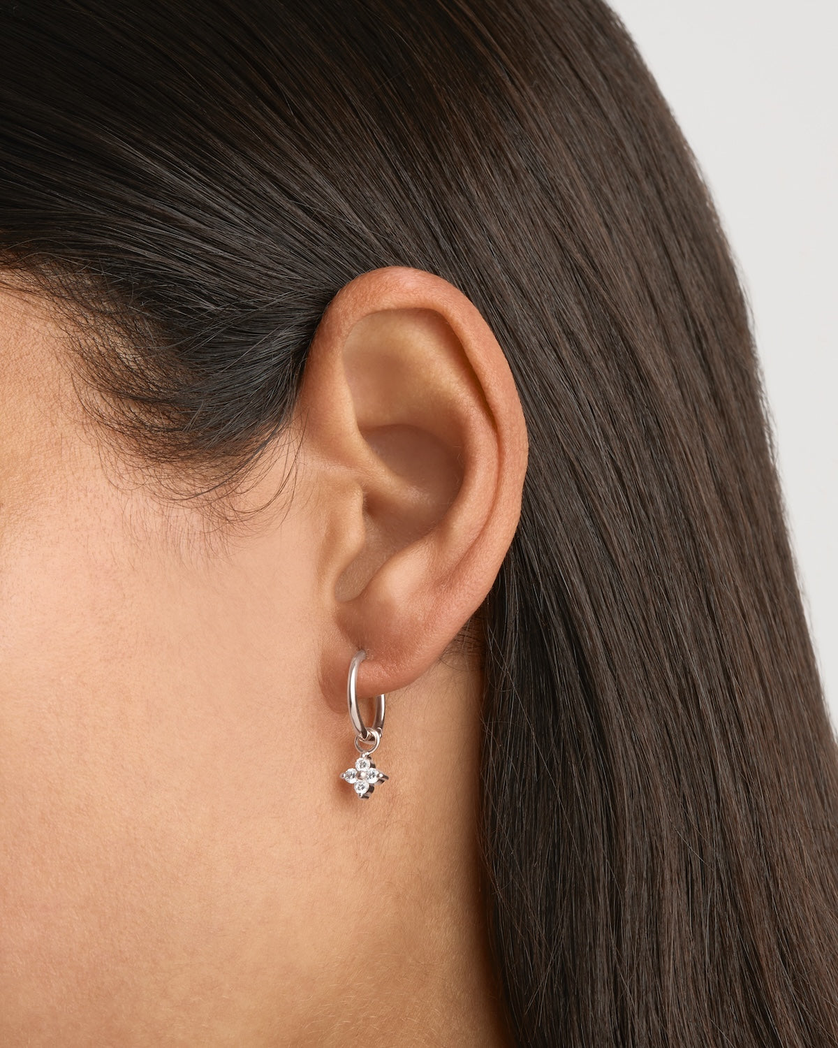 Sterling Silver Crystal Bloom Hoop Earrings for Women - Elegant Floral Design Dangle Earrings for Party, Wedding & Everyday Wear