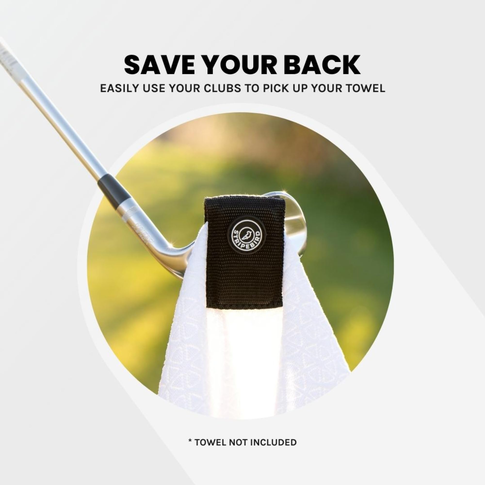 **Stripebird - Strong Magnetic Towel Clip (Black) - Heavy Duty Golf Towel Magnet - Removable & Reusable - Perfect for Golf, Gym, Beach & Outdoor Activities**