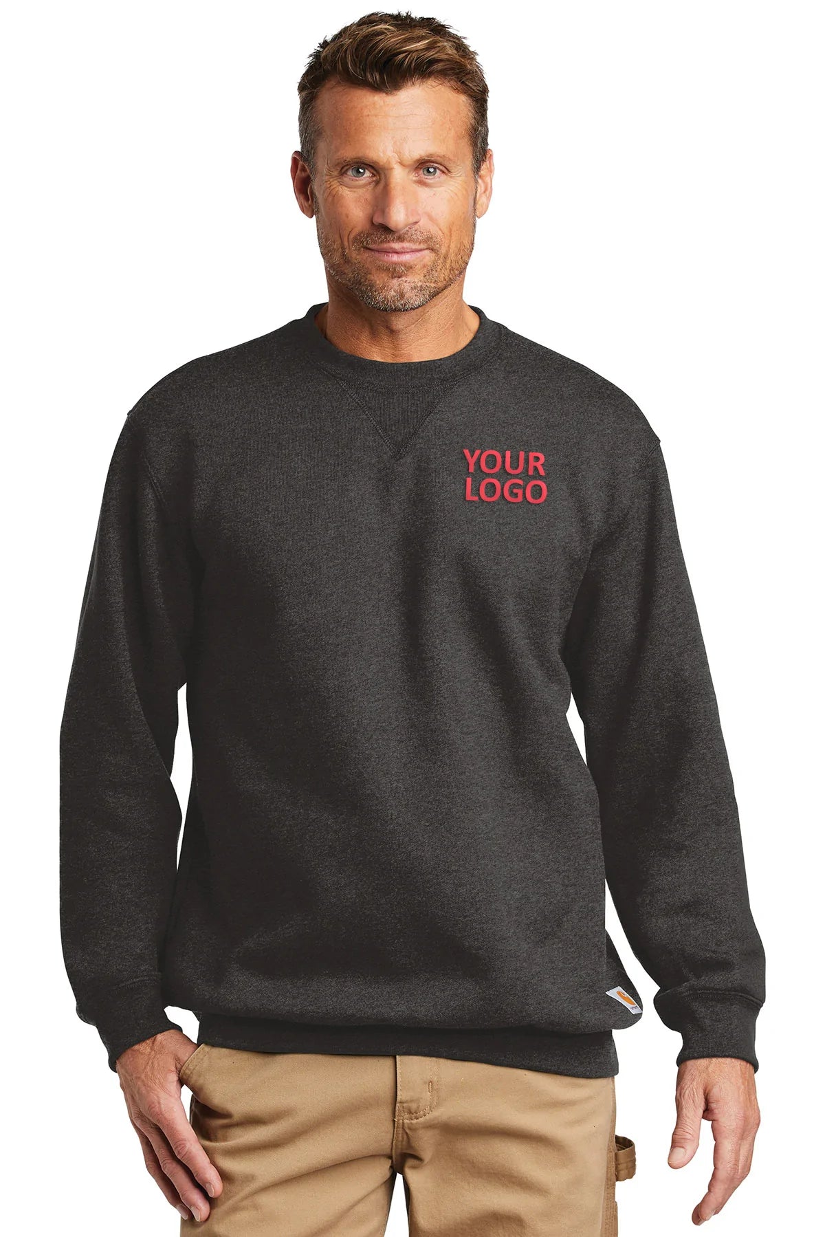 Carhartt Midweight Custom Sweatshirts for Men & Women - Carbon Heather Pullover Hoodie | Workwear, Outdoor Activities & Casual Wear
