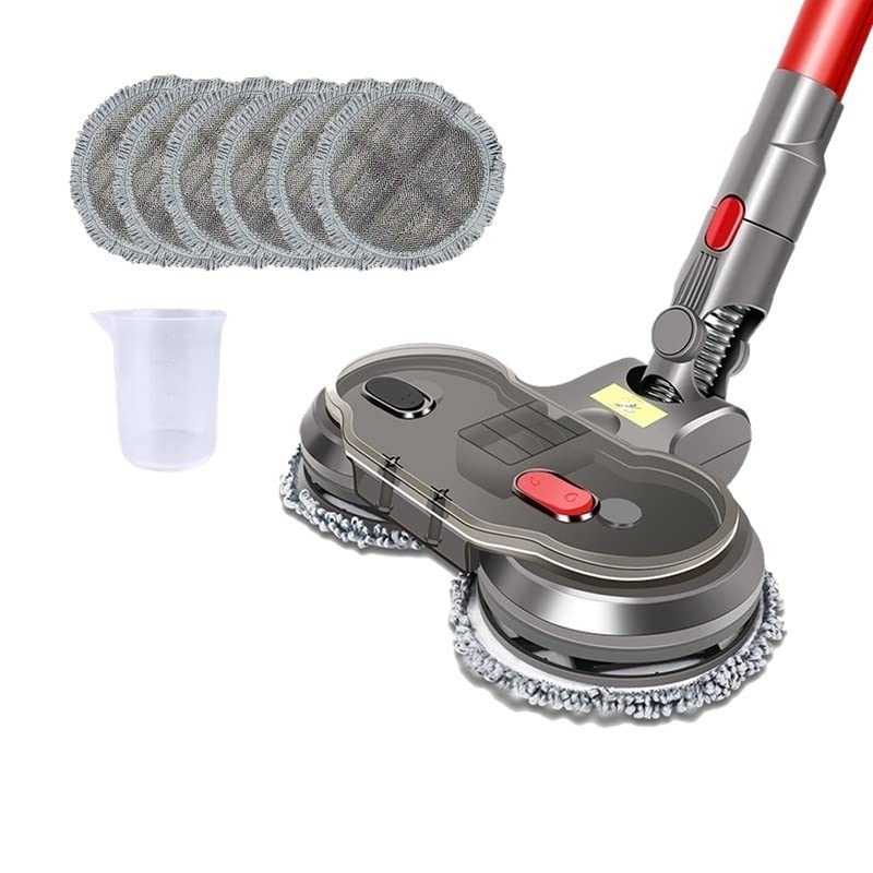 VUBLY Electric Wet Dry Mopping Head Replacement for Dyson V7 V8 V10 V11 - Washable Mop Pads with Large Water Tank & Cleaning Cup - Perfect for Hardwood Floors, Tile & Pet Hair (Gray)