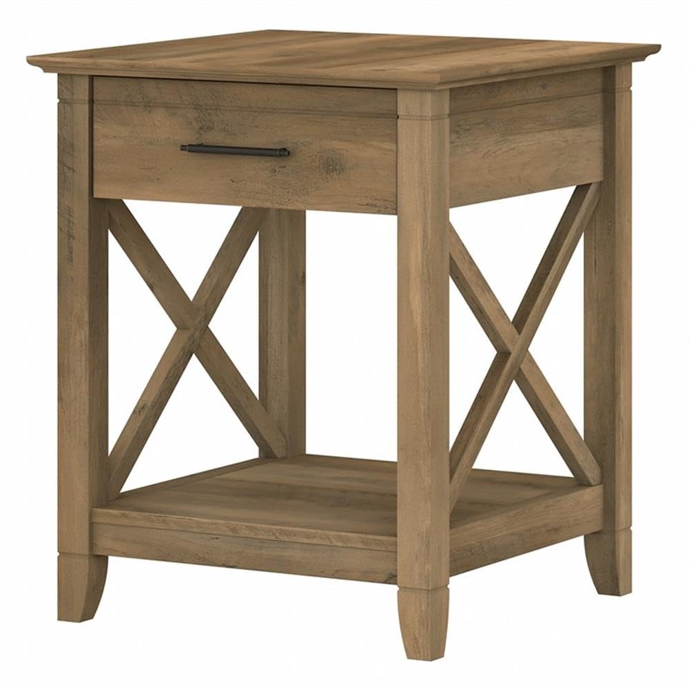 Bush Furniture Key West Nightstand with Drawer - Reclaimed Pine Wood Bedside Table for Bedroom, Living Room & Guest Room - Rustic Night Stand with Storage for Home Decor