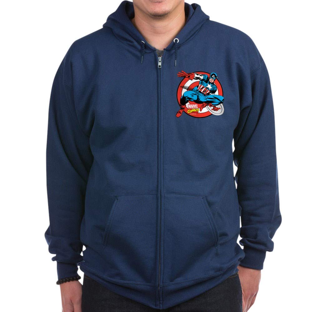 Captain America Shield Zip Hoodie - Marvel Superhero Pullover for Men & Women - Casual Wear & Cosplay Costume for Fans & Collectors