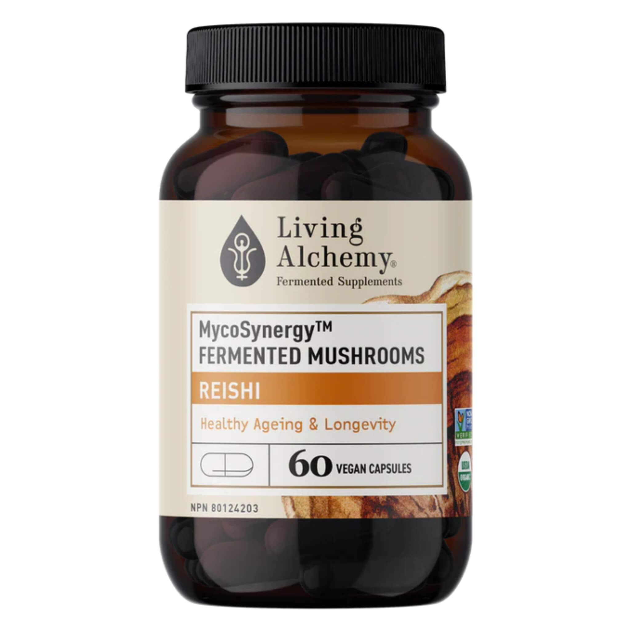 Organic MycoSynergy Fermented Reishi Mushroom Supplement - Immune Support & Stress Relief - Vegan Capsules for Wellness & Daily Energy Boost - Perfect for Busy Professionals & Health-Conscious Individuals