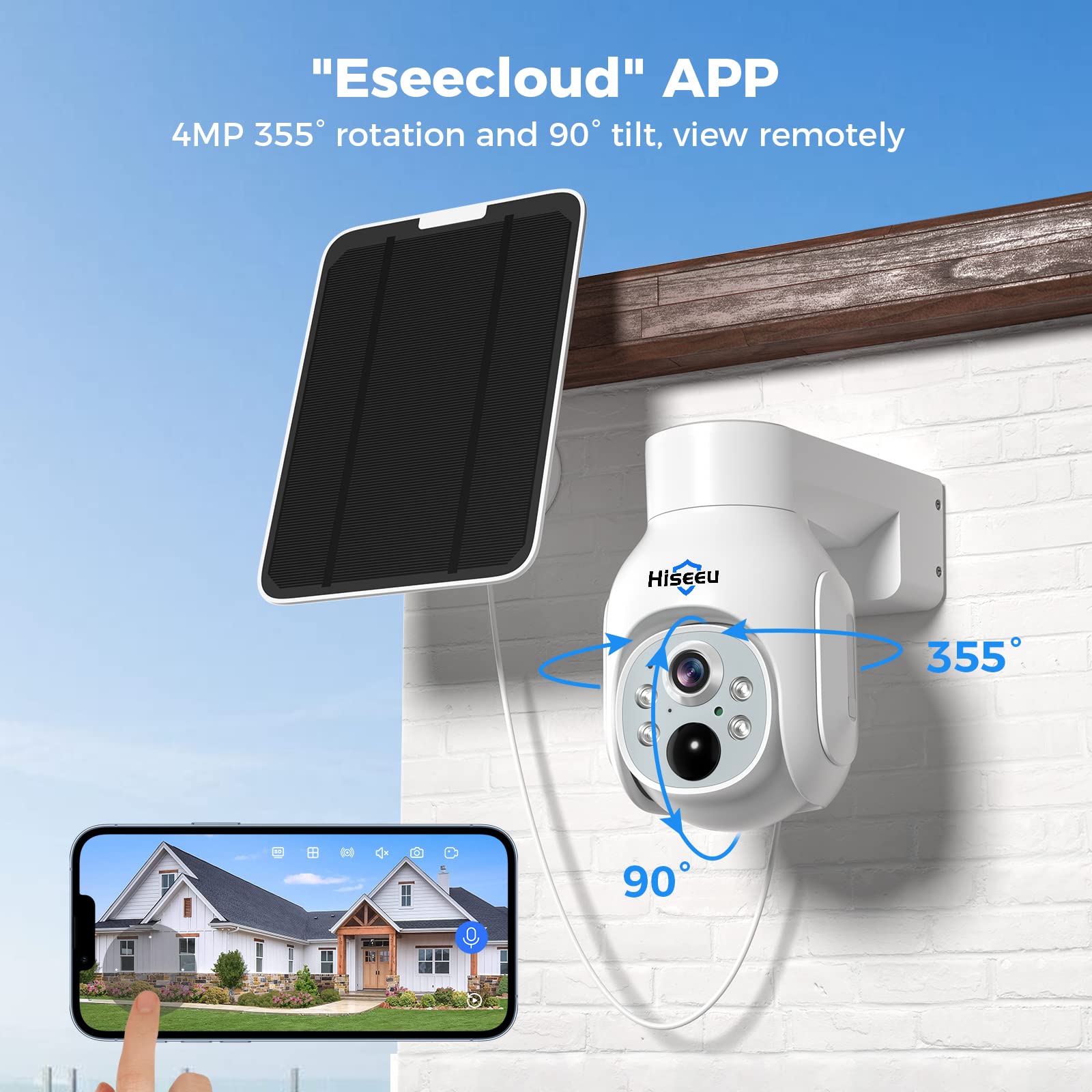 1TB HDD 4MP Solar Security Camera System - Hiseeu 10CH Wireless Outdoor PTZ Dome & Bullet Cameras with 10