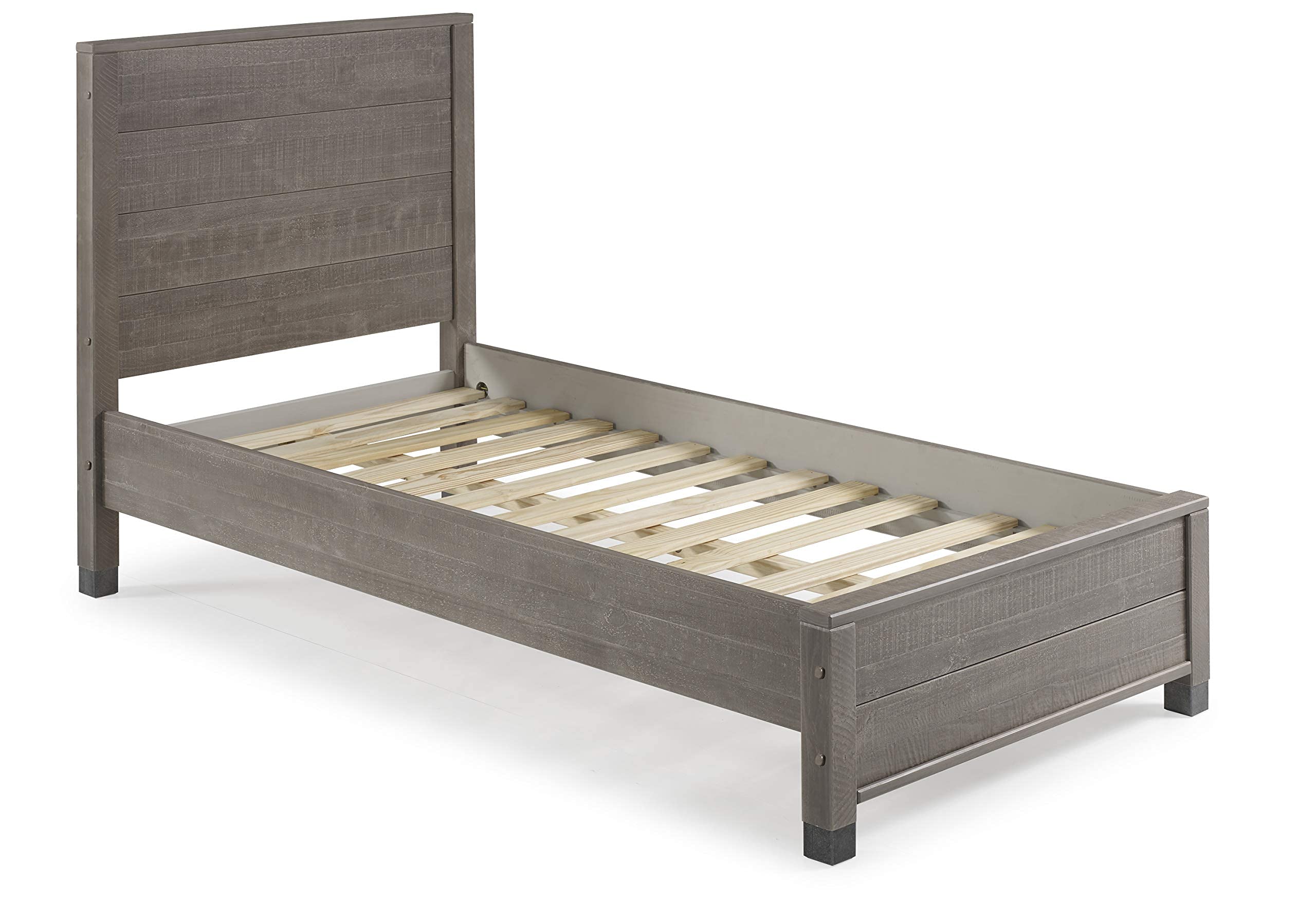 Camaflexi Baja Platform Bed Frame - Twin Size, Grey Wooden Finish - Modern Minimalist Bed for Small Spaces, Kids & Guest Rooms