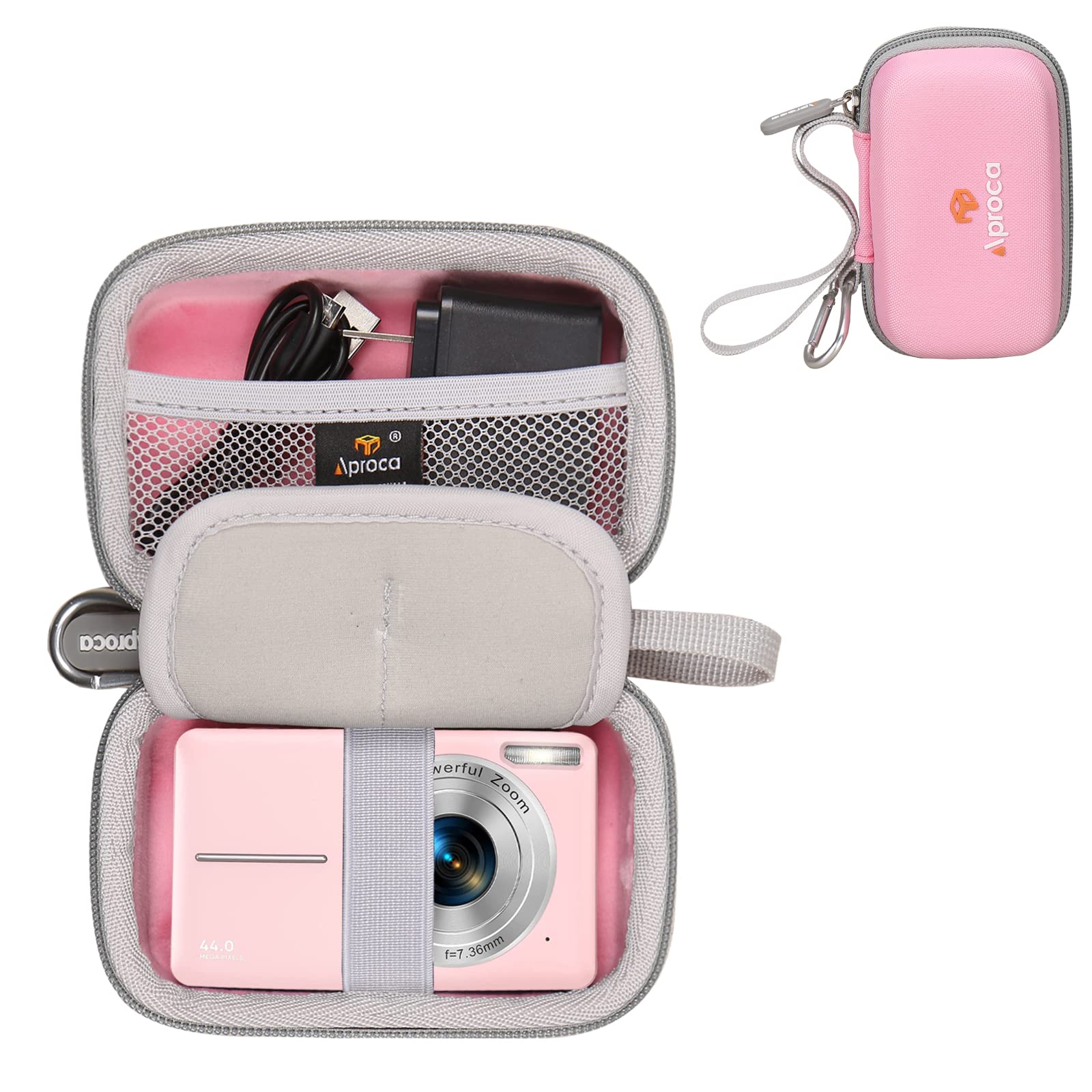 Aproca Pink Protective Case for CAMKORY & Lecran Digital Cameras - Travel Storage Camera Bag for Kids Video Camera - Perfect for Travel, School & Outdoor Adventures