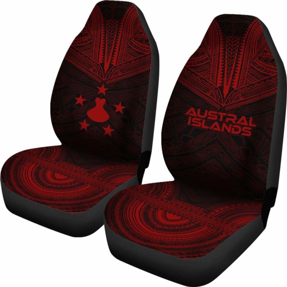 Premium Austral Islands Car Seat Cover with Polynesian Chief Tattoo Design - Red Flag Pattern for Cars, SUVs & Trucks - Perfect for Travel, Commuting & Cultural Enthusiasts