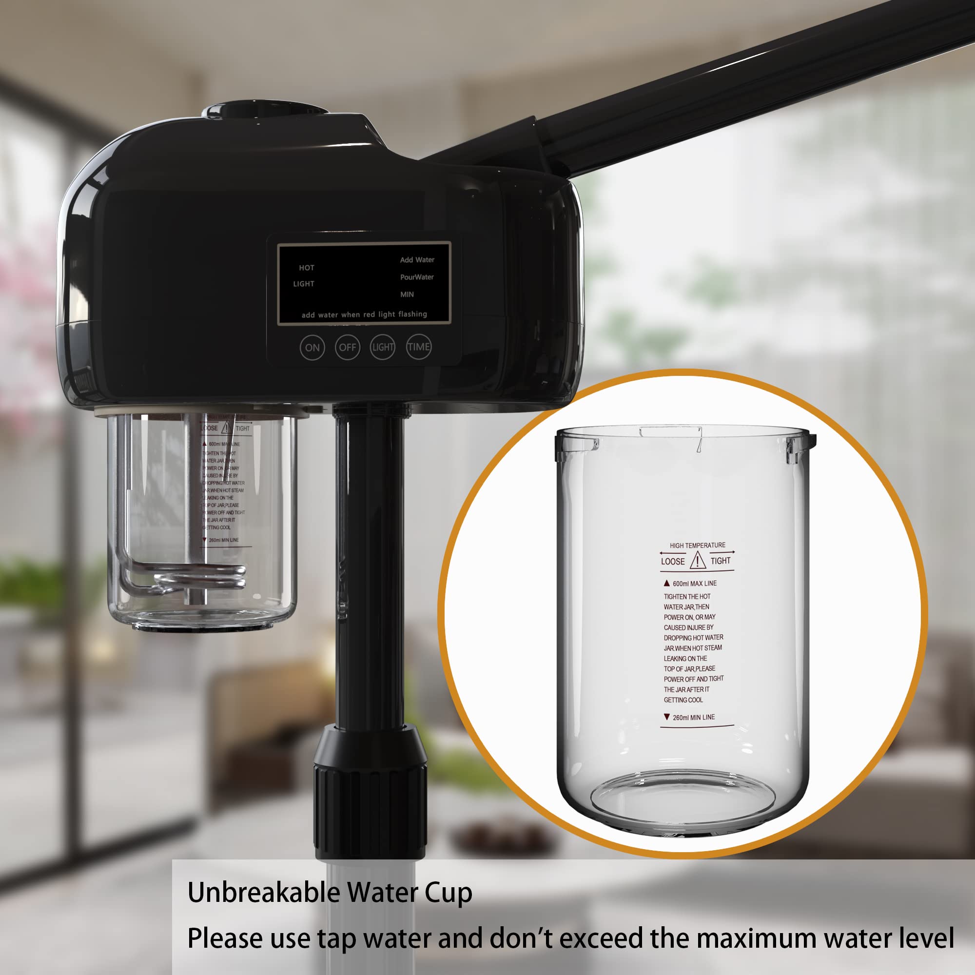 Professional Facial Steamer for Estheticians - Black Deep Cleaning Face Steamer for Spa & Home Skincare | Perfect for Acne Treatment & Pore Cleansing