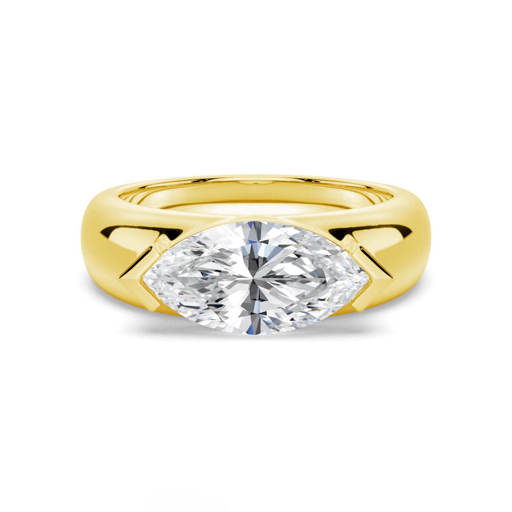 1 CT Marquise Cut Moissanite Half Bezel Stackable Wedding Ring - Elegant Bridal Jewelry for Engagement, Anniversary & Everyday Wear
