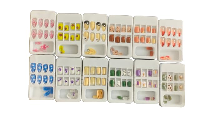 GLAZU 12-Pack Designer Artificial Nails - Multi-Color Fake Nails for Women | Perfect for Parties, Weddings & Special Occasions
