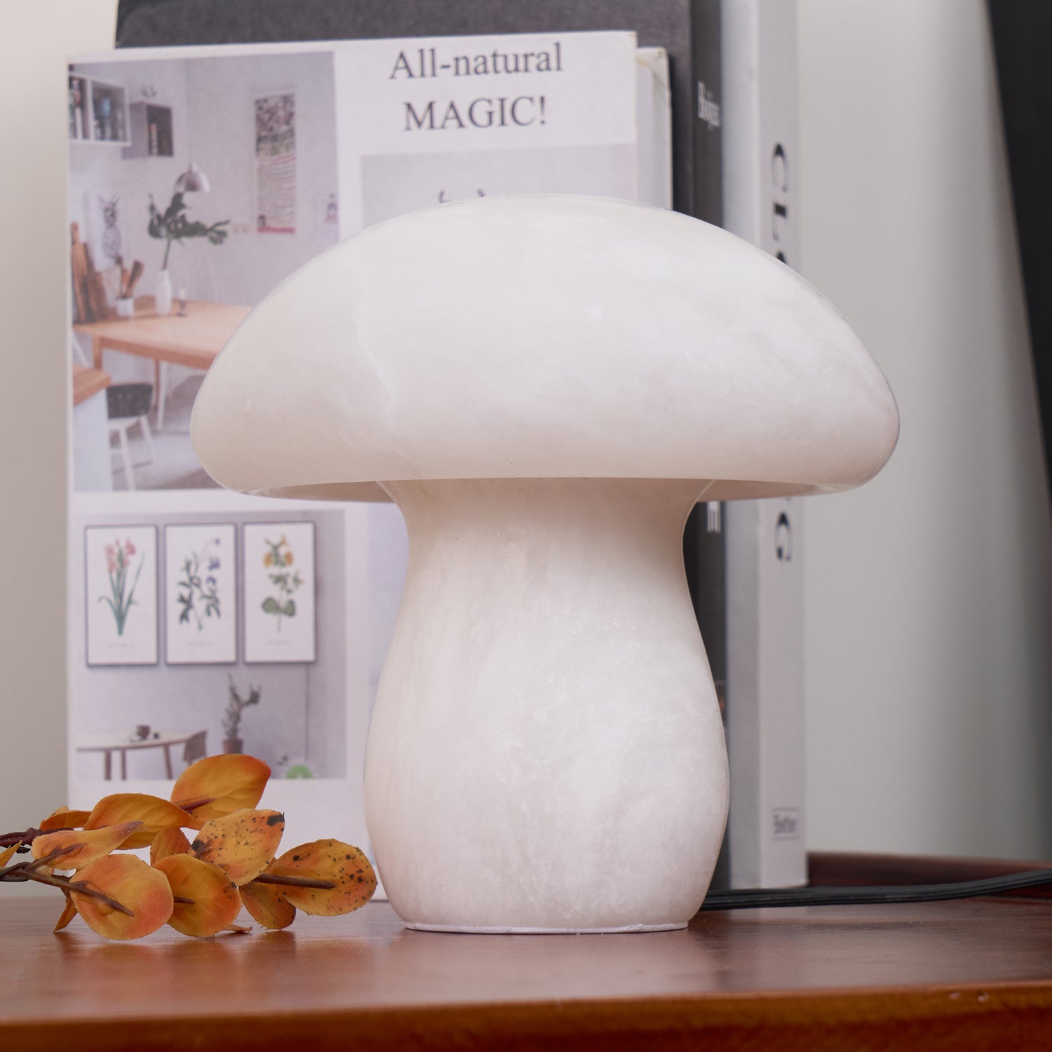 Elegant Alabaster Mushroom Table Lamp - Soft White Glow for Bedroom, Living Room & Office Decor