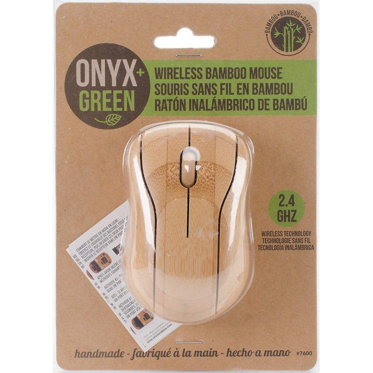 Premium Onyx & Green Wireless Mouse - Handcrafted Bamboo Design, 2.4GHz USB Receiver, Ergonomic Comfort for Office, Home & Gaming Use