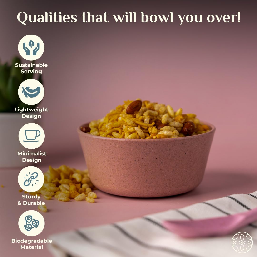 Irida Naturals Eco-Friendly Small Curry Bowl Set - 4 Pack Unbreakable Rice Husk & Bamboo Fiber Bowls for Snacks, Salads, Rice - Microwave Safe, Lightweight Dinnerware for Kids & Adults - Perfect for Home, Office, Picnics & Travel (Multi-Color)