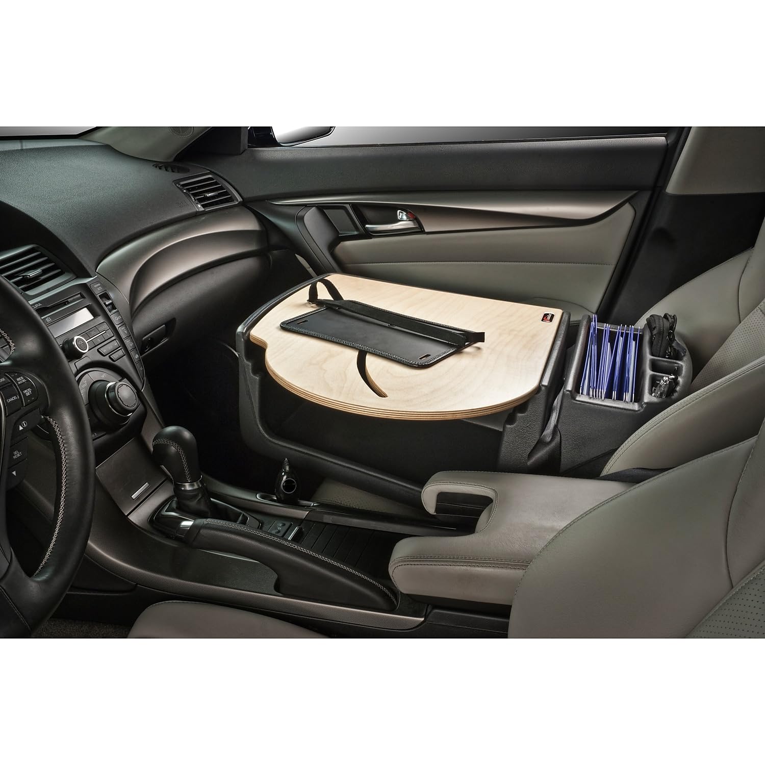 AutoExec AUE25000 Efficiency FileMaster Car Desk - Premium Birch Finish Organizer for Office, Home & Vehicle Use - Perfect for Business Professionals & Remote Workers