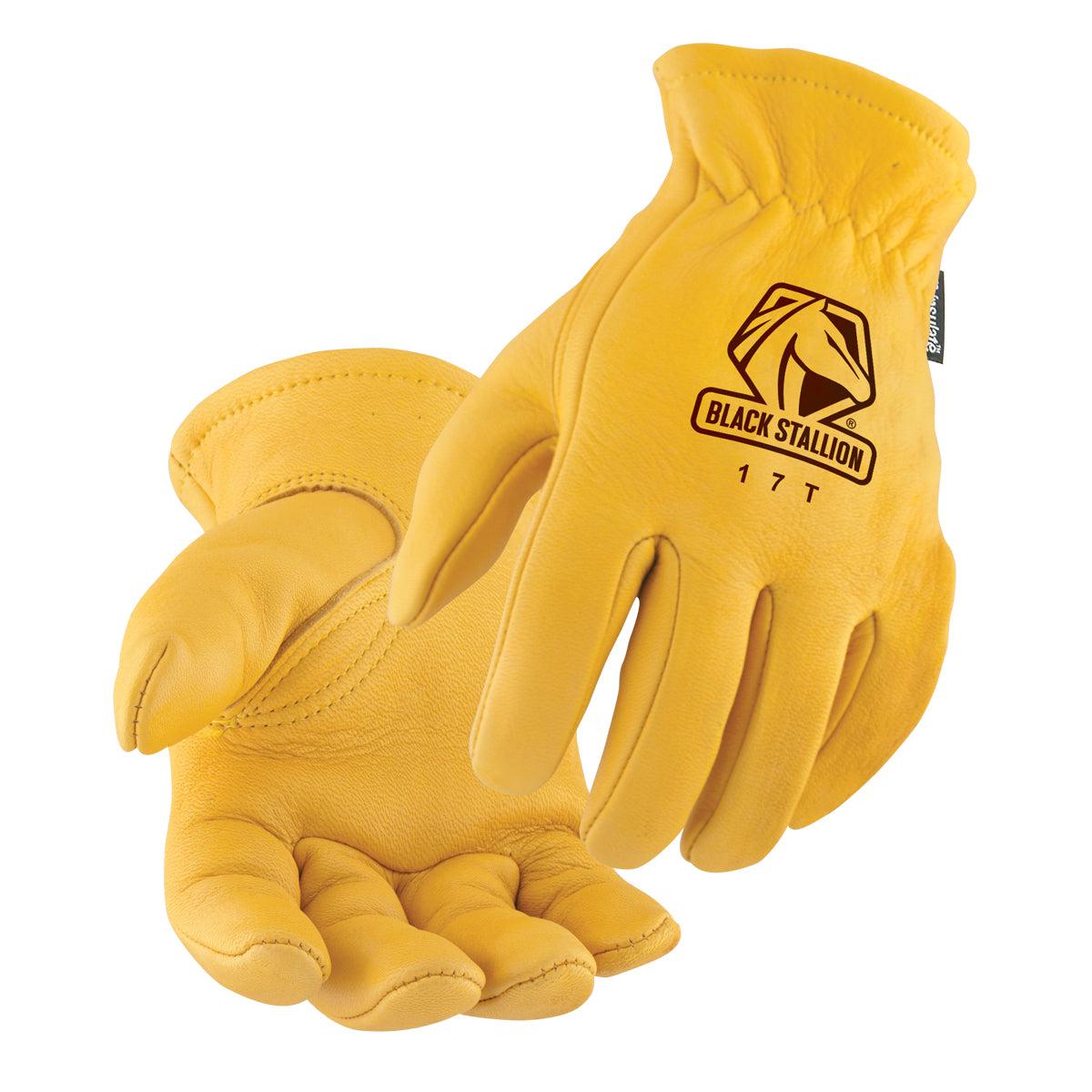 Black Stallion Elkskin Thinsulate Insulated Driving Gloves for Men & Women - Warm Winter Gloves for Driving, Motorcycling & Outdoor Activities (Size 17T)
