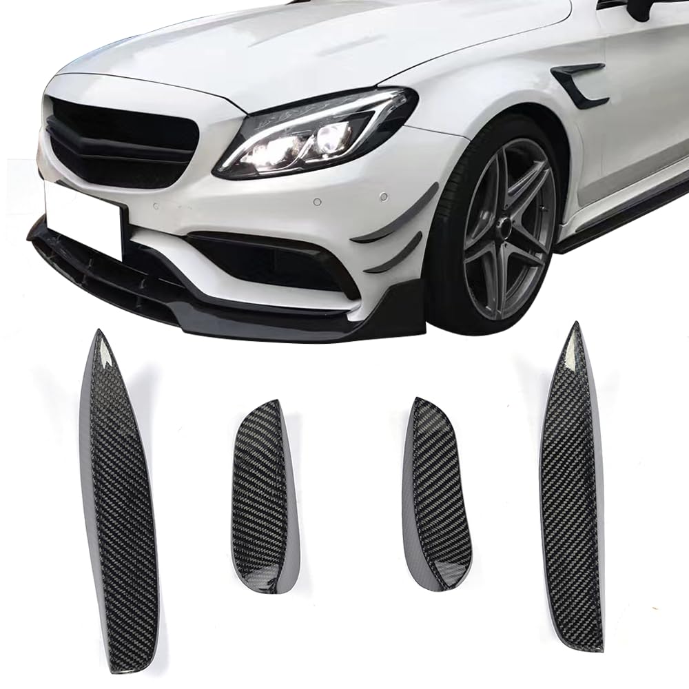 IKON MOTORSPORTS Front Bumper Fins & JC Style Rear Apron Carbon Fiber for 2015-2021 Mercedes C-Class W205 C63 AMG | Perfect for Street Racing & Car Shows