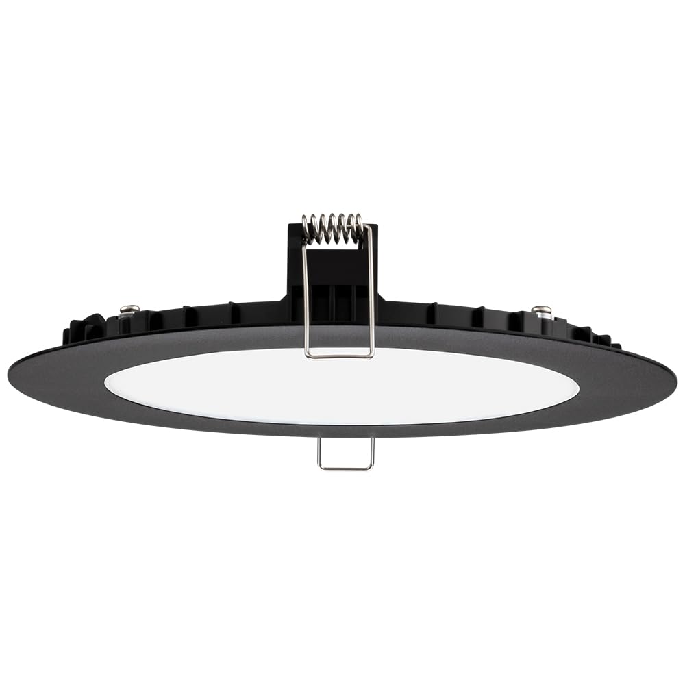 Juno LED Recessed Lights 6 Inch - Ultra Thin Round Wafer Downlight with Switchable Color Temperature (2700K-5000K) - 120V Dimmable Ceiling Light - 90 CRI - Matte Black (6-Pack) - Perfect for Living Room, Kitchen, Bedroom, and Office Lighting
