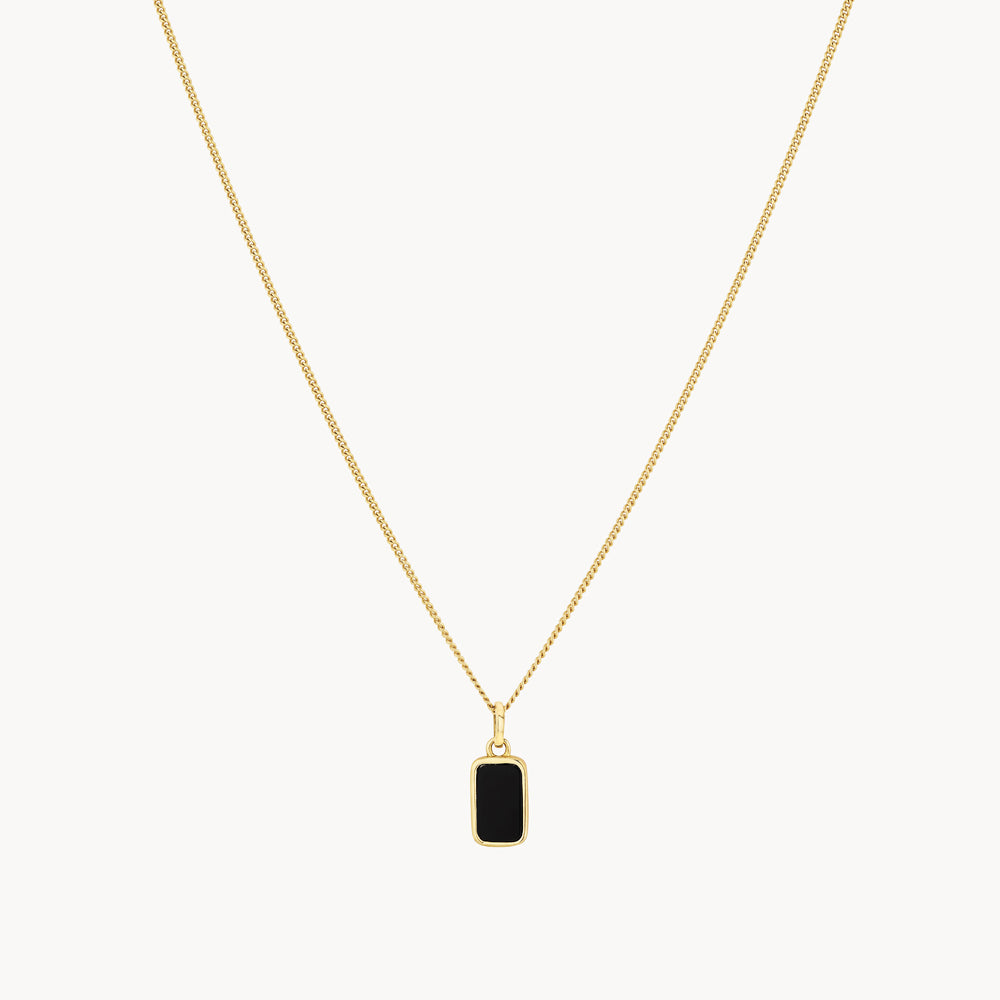 Elegant Micro Black Onyx Unisex Gold Pendant Necklace - Perfect for Gifts, Weddings & Everyday Wear