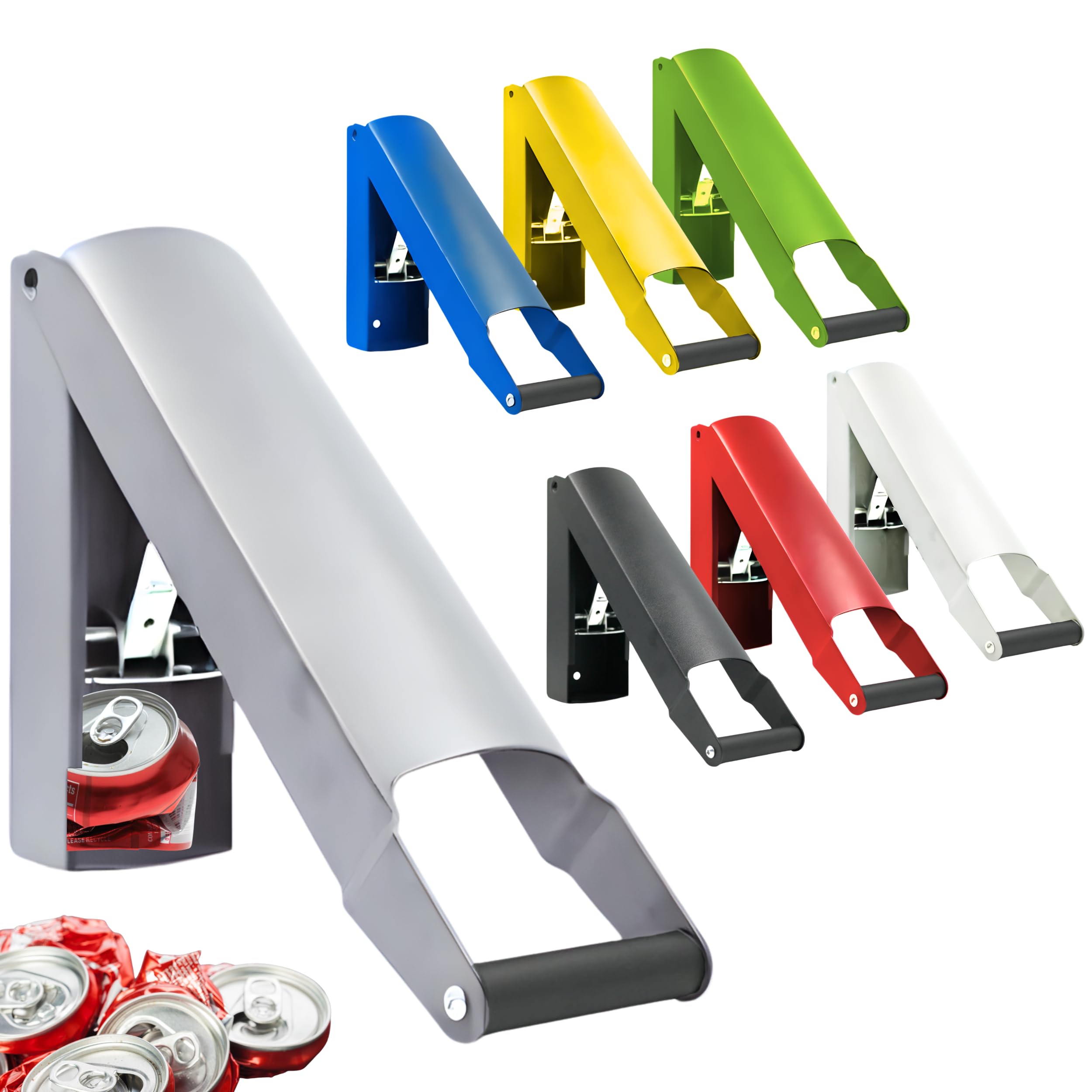 Heavy Duty Wall Mounted Can Crusher for Recycling - Aluminum, Soda, Beer & Plastic Bottles | Grey & Silver Compactor Smasher for Home, Garage & Bar Use