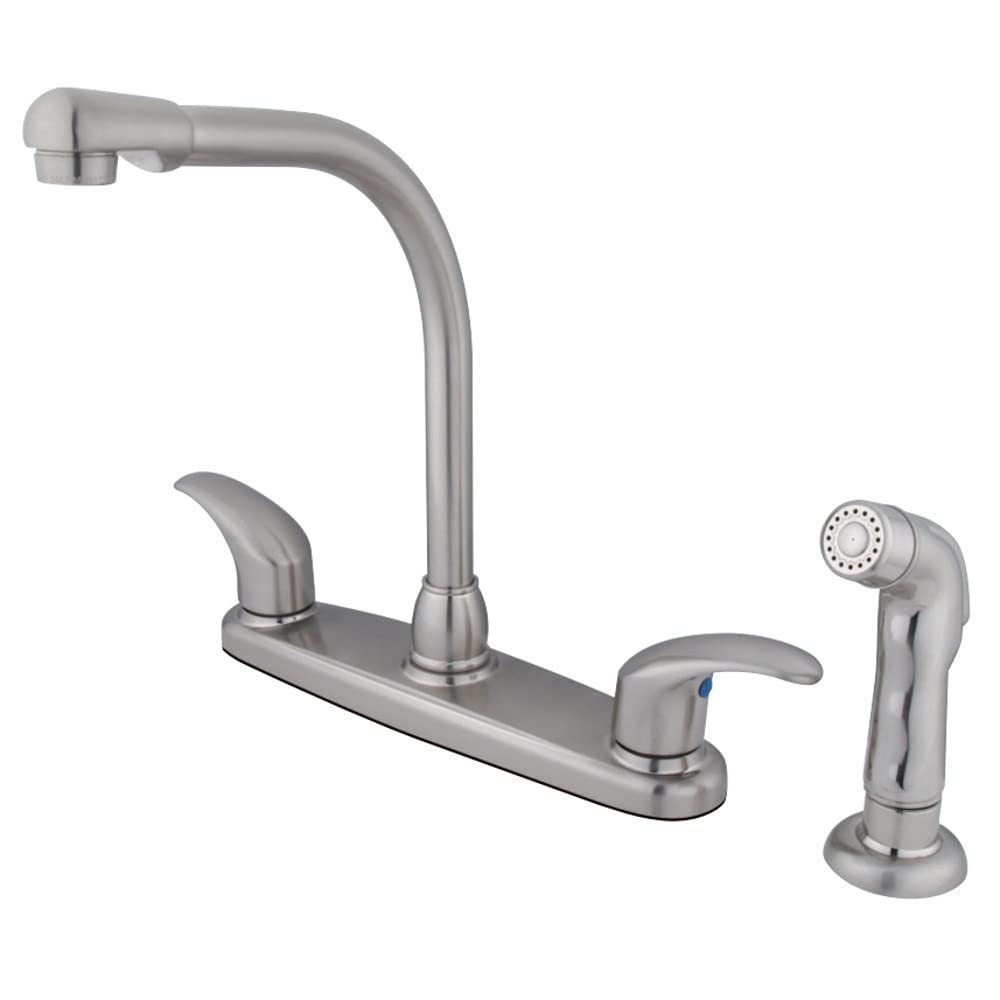 8 Inch High Arch Pull Down Kitchen Faucet with Sprayer - Satin Nickel Finish for Modern Farmhouse & Commercial Style Kitchens
